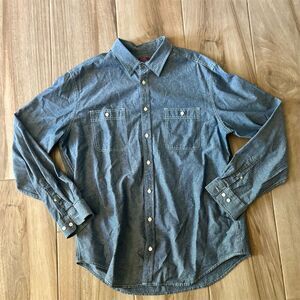 Merona Men's XL Blue Chambray Long Sleeve Button-Down Shirt Casual